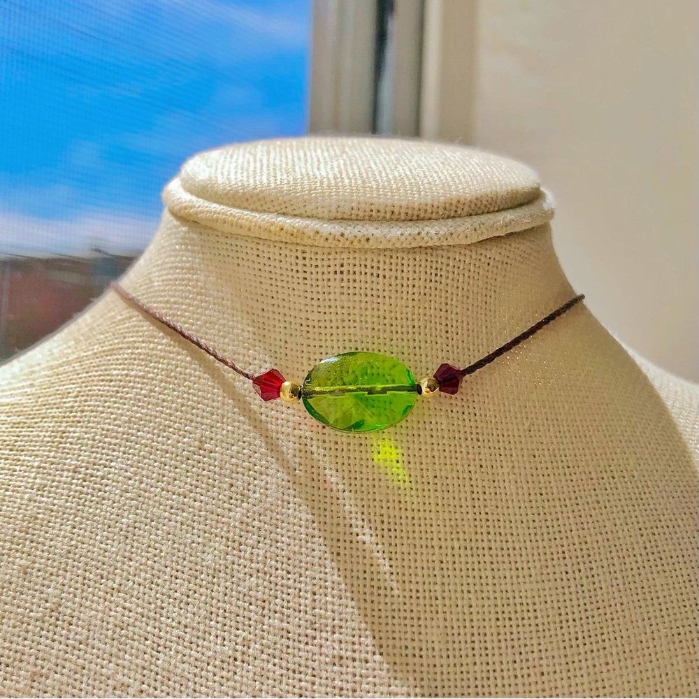 Fairy Olive x Vamp Red Czech Glass Beaded (Dark Brown) Necklace/Choker